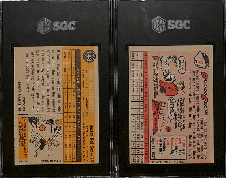 Rookie Lot - 1960 Topps Carl Yastrzemski #148 (SGC 5) & 1958 Topps Orlando Cepeda #343 (SGC 4)