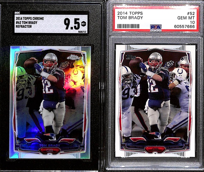 Lot of (5) Graded 2014 Tom Brady Cards w. Topps Chrome Refractor SGC 9.5