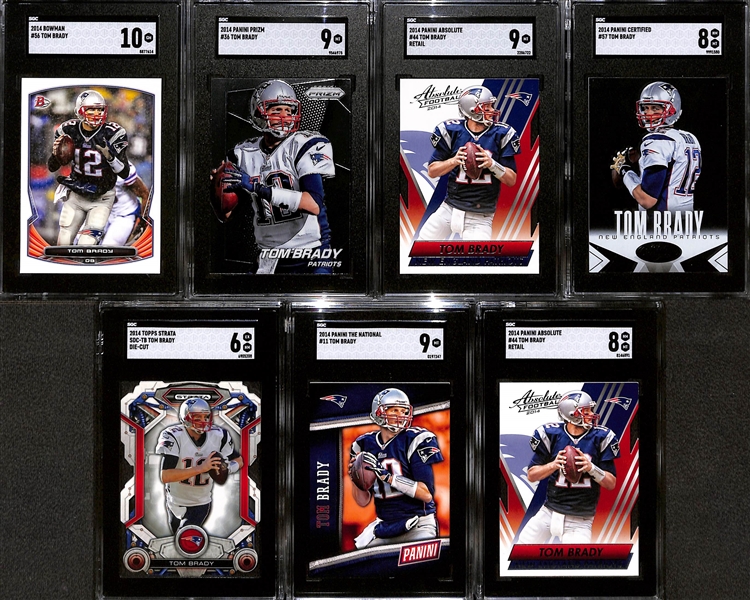 Lot of (7) SGC Graded 2014 Tom Brady Cards w. Bowman SGC 10 & Panini Prizm SGC 9