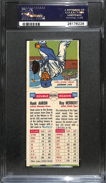 High Quality 1955 Topps Doubleheader Hank Aaron #105/106 Rookie Card w. Ray Herbert Graded PSA 7(MC)