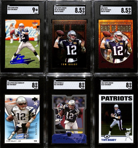 Lot of (6) Graded 2004 Tom Brady Cards w. Fleer Ultra Tom Brady SGC 9