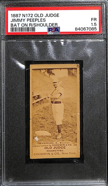 1887 N172 Old Judge Jimmy Peeples (Peoples) - Bat on Right Shoulder - Graded PSA 1.5 (Only 3 Graded Higher)