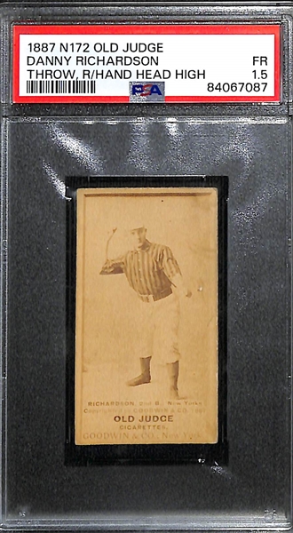 1887 N172 Old Judge Danny Richardson - Throwing Right Hand, Head High - Graded PSA 1.5 (Only 3 Graded Higher)