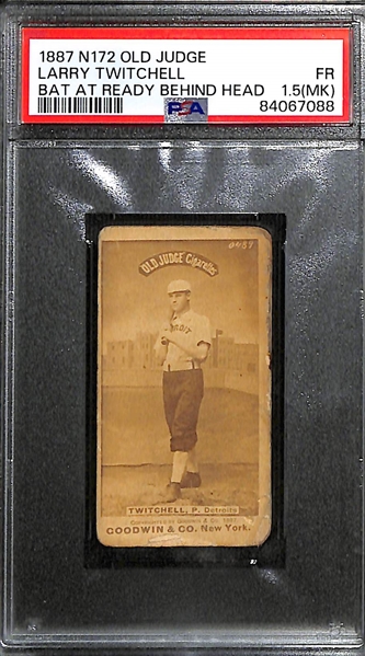 1887 N172 Old Judge Larry Twitchell - Bat at Ready, Behind Head - Graded PSA 1.5 (Only 5 Graded Higher)