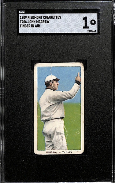 1909 T206 Piedmont Cigarettes John McGraw - Finger In Air - Graded SGC 1 