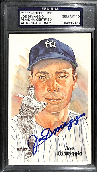 Joe DiMaggio Signed Perez Steele Postcard (PSA/DNA Authenticated/Slabbed) - Auto Grade 10