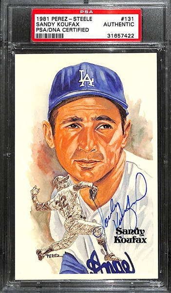 Sandy Koufax Signed Perez Steele Postcard (PSA/DNA Authenticated/Slabbed)