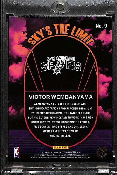 2023-24 Panini Recon Basketball Victor Wembanyama Sky's The Limit Card #ed/10 - RARE Gold Version