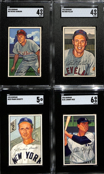 1952 Bowman Near Complete Set (241 of 252 Cards - Mostly VG to NM) with 11 Graded Cards!