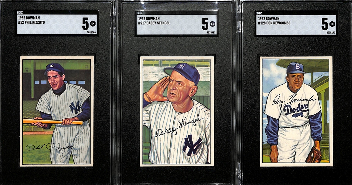 1952 Bowman Near Complete Set (241 of 252 Cards - Mostly VG to NM) with 11 Graded Cards!