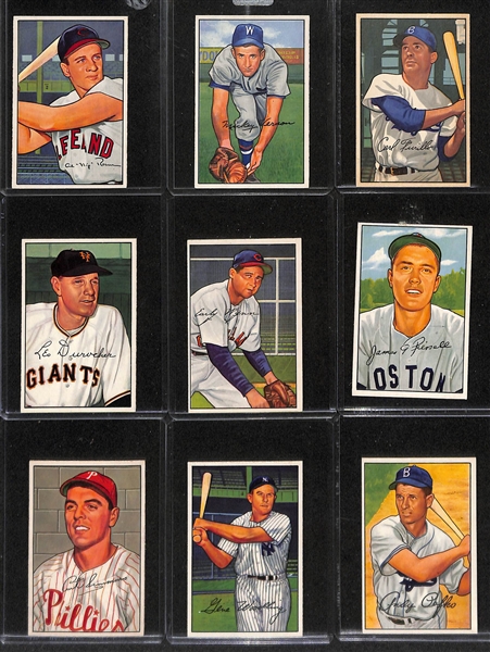 1952 Bowman Near Complete Set (241 of 252 Cards - Mostly VG to NM) with 11 Graded Cards!