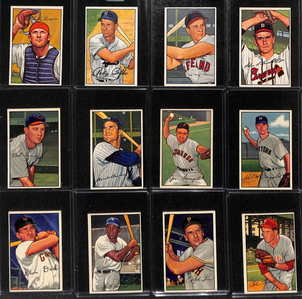 Over 140 Different Mostly High-Quality 1952 Bowman Cards w. Pee Wee Reese, Nellie Fox, George Kell, Kiner, Roberts, Minoso, and more!