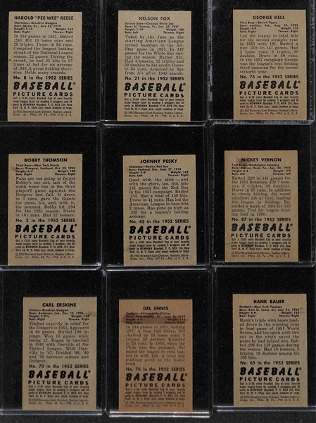 Over 140 Different Mostly High-Quality 1952 Bowman Cards w. Pee Wee Reese, Nellie Fox, George Kell, Kiner, Roberts, Minoso, and more!