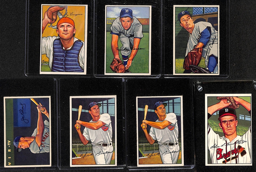 Over (100) 1952 Bowman Baseball Cards w. Reese, Rizzuto, Stengel, Roberts, Minoso,  and more!