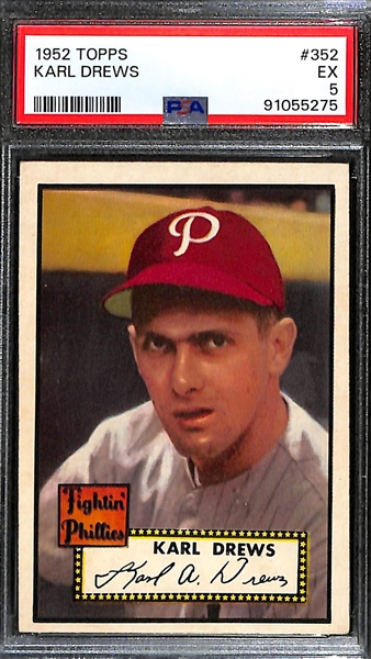 1952 Topps Karl Drews #352 PSA 5 - High Number Short Print!