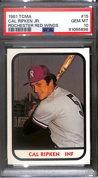 1981 TCMA Rochester Red Wings Complete Minor League Team Set w/ Cal Ripken Jr. Pre-Rookie Card Graded PSA 10