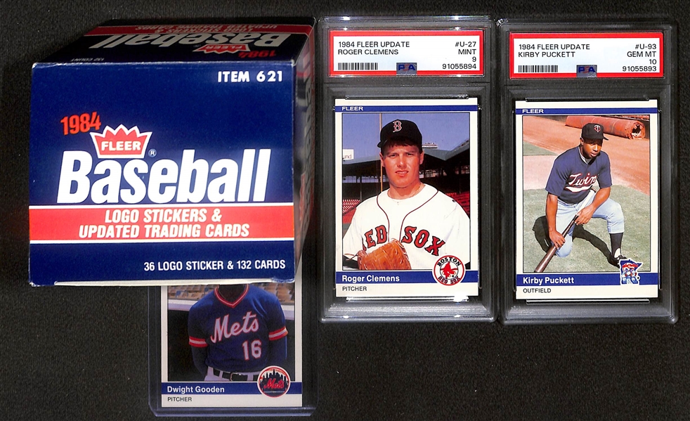 1984 Fleer Update Complete Set w. Kirby Puckett Rookie PSA 10, Roger Clemens Rookie PSA 9, Darryl Strawberry Rookie