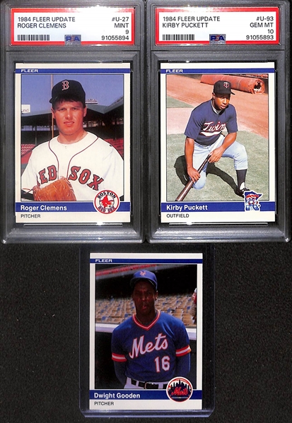 1984 Fleer Update Complete Set w. Kirby Puckett Rookie PSA 10, Roger Clemens Rookie PSA 9, Darryl Strawberry Rookie