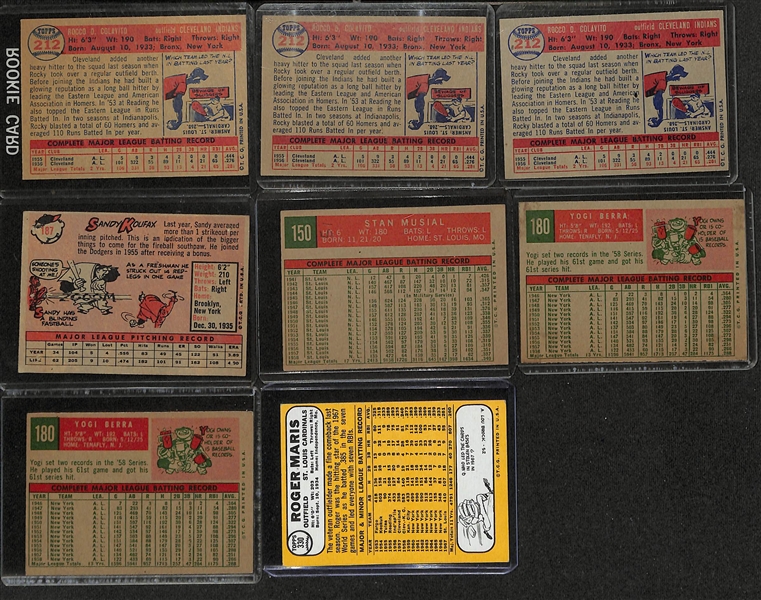  Lot of (8) 1957-1968 Topps Superstar Baseball Cards with (3) 1957 Rocky Colavito Rookie Cards