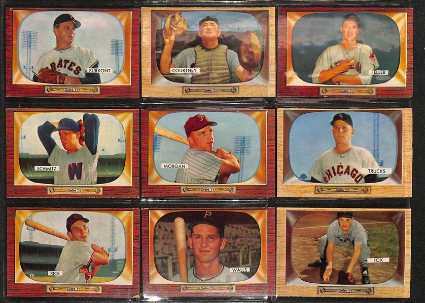 Lot of (99) 1952-1956 Wheaties/Bowman/Topps Baseball Cards with (2) 1952 Wheaties Bob Feller Cards