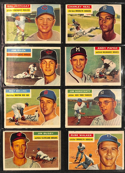 Lot of (99) 1952-1956 Wheaties/Bowman/Topps Baseball Cards with (2) 1952 Wheaties Bob Feller Cards