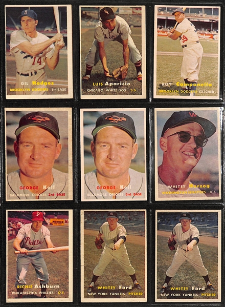  Lot of (140+) 1957 Topps Baseball Cards with (2) 1957 Topps Whitey Ford Cards