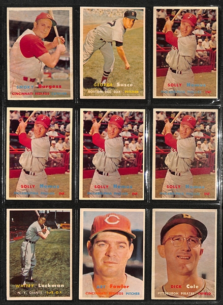  Lot of (140+) 1957 Topps Baseball Cards with (2) 1957 Topps Whitey Ford Cards