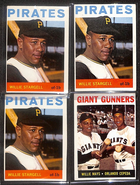 Lot of (700+) 1964 Topps Baseball Cards from #257-586 w. (3) Willie Stargell, (3) Giant Gunners w. Mays/Cepeda