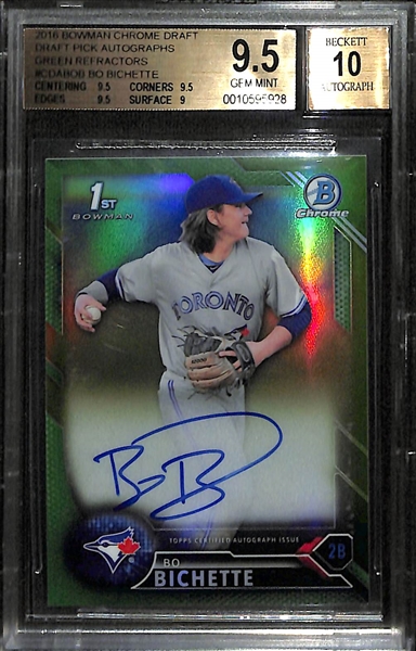 2016 Bowman Chrome Draft Bo Bichette 1st Bowman Prospect Rookie Autograph Graded BGS 9.5 (10 Auto) (#/99)