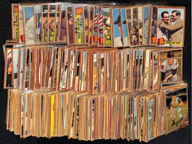  Lot of Approx (350) 1962 Topps Baseball Cards Numbered 1-300 w. (2) Stan Musial & Sandy Koufax