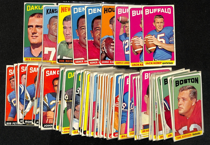  Lot of (100) Assorted 1965 Topps Football Cards w. (2) Jack Kemp & Daryle Lamonica