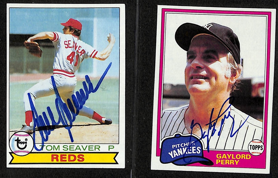 Lot of (12) Signed Hall of Fame Baseball Cards including 1973 Topps Tom Seaver, 1979 Topps Tom Seaver, (4) Tony Dorsett, and more! (Beckett BAS Reviewed)