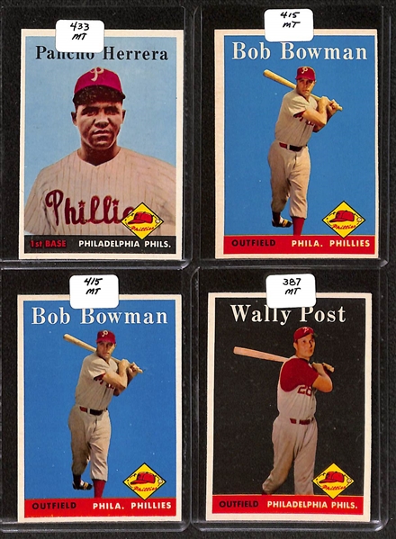 Lot of (89) High Quality 1959 Phillies Baseball Cards w. Ashburn, Ashburn/Mays, Roberts, & Anderson