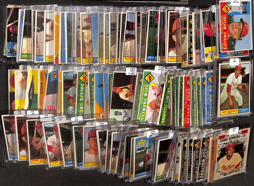 Lot of (96) High Quality 1960-1961 Phillies Baseball Cards w. Roberts, Green, & Mauch