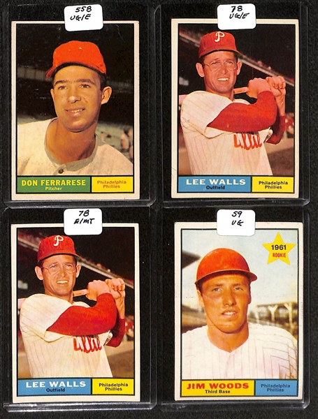 Lot of (96) High Quality 1960-1961 Phillies Baseball Cards w. Roberts, Green, & Mauch