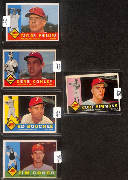 Lot of (96) High Quality 1960-1961 Phillies Baseball Cards w. Roberts, Green, & Mauch