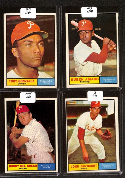 Lot of (96) High Quality 1960-1961 Phillies Baseball Cards w. Roberts, Green, & Mauch