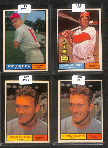 Lot of (96) High Quality 1960-1961 Phillies Baseball Cards w. Roberts, Green, & Mauch