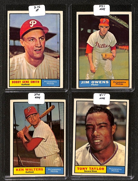 Lot of (96) High Quality 1960-1961 Phillies Baseball Cards w. Roberts, Green, & Mauch