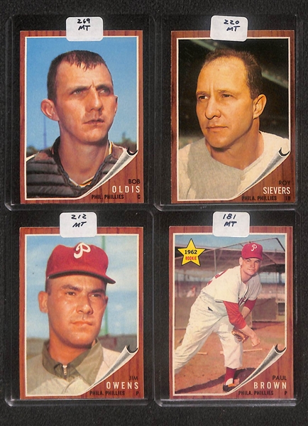 Lot of (98) High Quality 1962-1963 Phillies Baseball Cards w. Mauch, Rookies, & Sievers