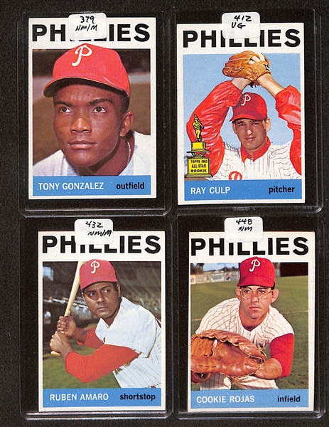 Lot of (84) High Quality 1964-1965 High Quality 1964-1965 Phillies Baseball Cards w. Bunning, Dick Allen RC, & Rick Wise RC