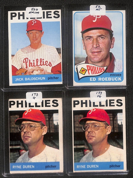 Lot of (84) High Quality 1964-1965 High Quality 1964-1965 Phillies Baseball Cards w. Bunning, Dick Allen RC, & Rick Wise RC