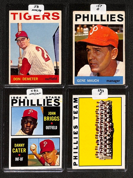 Lot of (84) High Quality 1964-1965 High Quality 1964-1965 Phillies Baseball Cards w. Bunning, Dick Allen RC, & Rick Wise RC