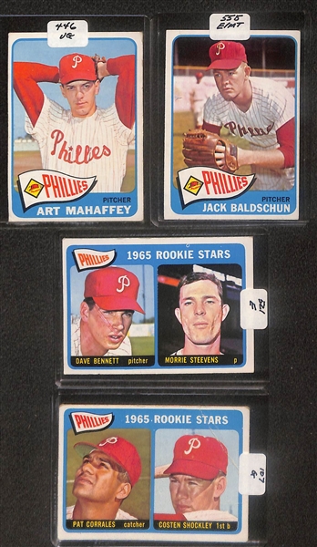 Lot of (84) High Quality 1964-1965 High Quality 1964-1965 Phillies Baseball Cards w. Bunning, Dick Allen RC, & Rick Wise RC