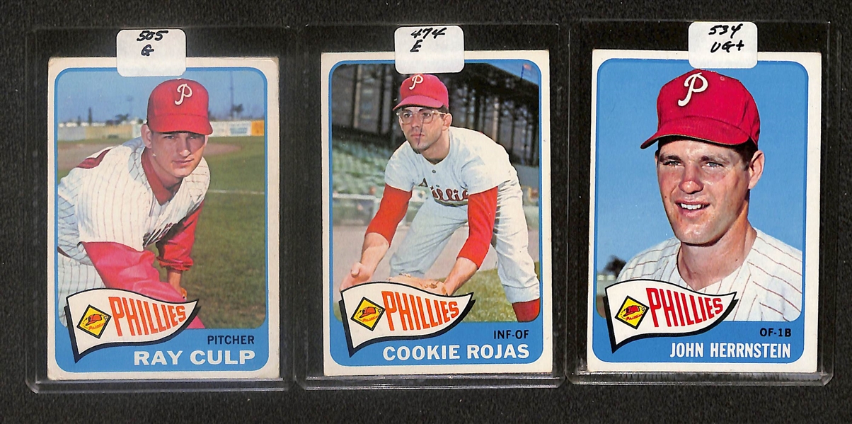 Lot of (84) High Quality 1964-1965 High Quality 1964-1965 Phillies Baseball Cards w. Bunning, Dick Allen RC, & Rick Wise RC