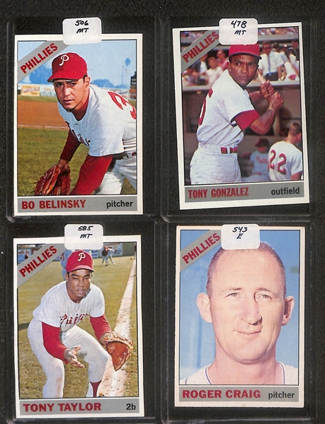 Lot of (107) High Quality 1966-1967 Phillies Baseball Cards w. Jenkins RC, Allen, & Bunning