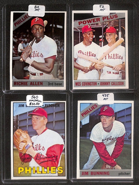 Lot of (107) High Quality 1966-1967 Phillies Baseball Cards w. Jenkins RC, Allen, & Bunning