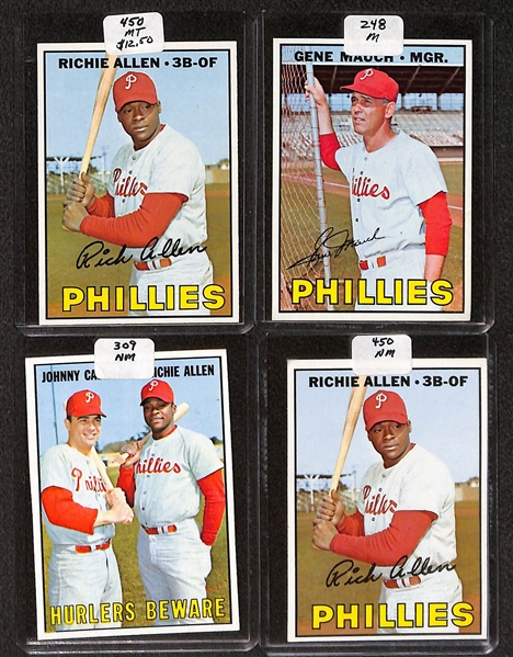 Lot of (107) High Quality 1966-1967 Phillies Baseball Cards w. Jenkins RC, Allen, & Bunning