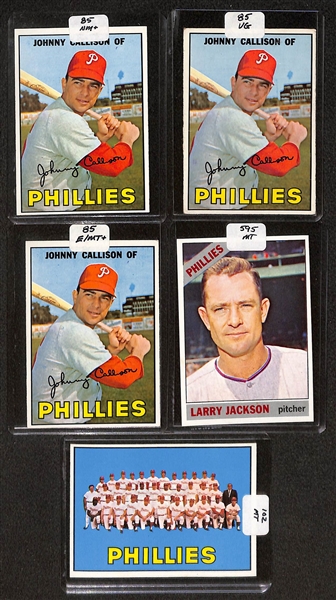 Lot of (107) High Quality 1966-1967 Phillies Baseball Cards w. Jenkins RC, Allen, & Bunning