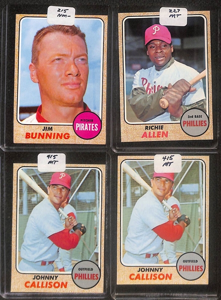 Lot of (87) High Quality 1968-1969 Phillies Baseball Cards w. Bunning, Allen, & ERA Leaders Card